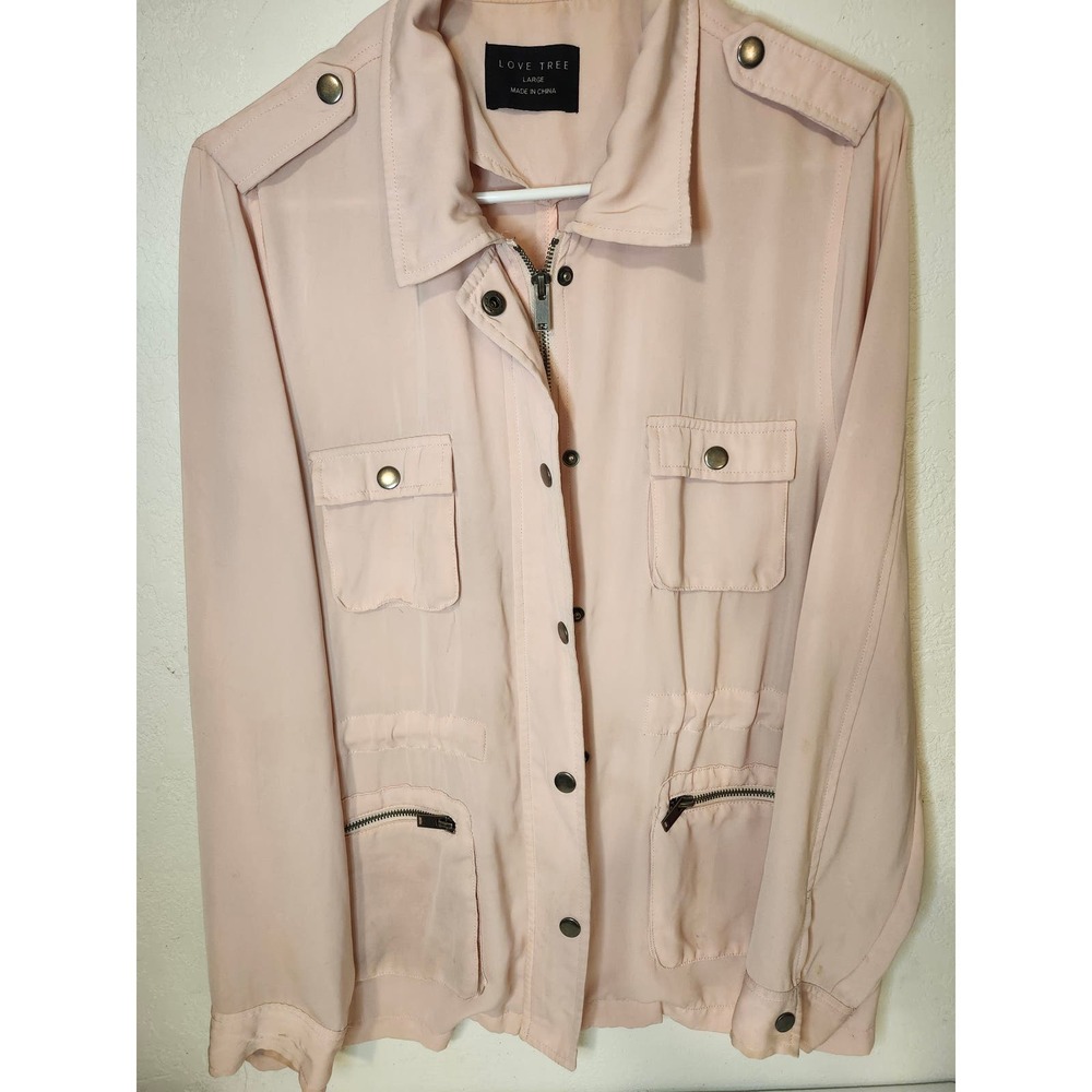 Love tree blush pink zip up blazer